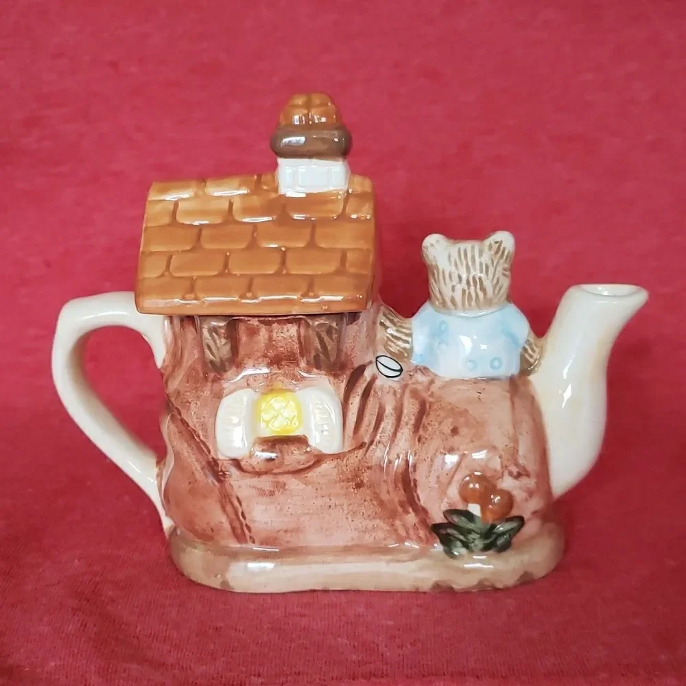 Small Vintage Ceramic Shoe Teapot Tea Pot with Bears
